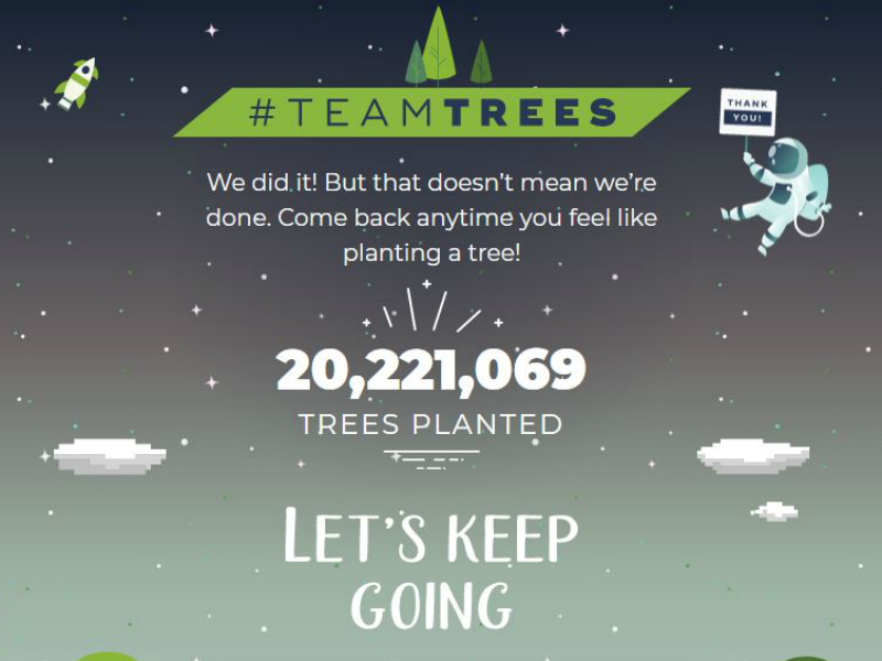 YouTuber berhasil kumpulkan USD20 juta untuk 20 juta pohon