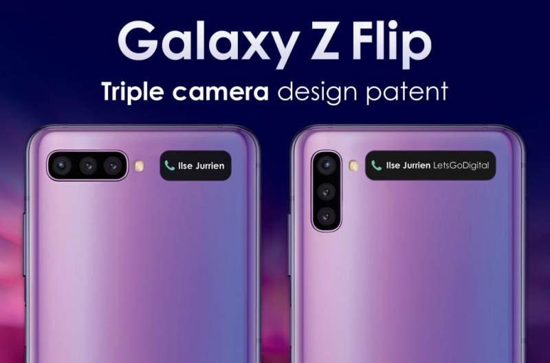 Paten Galaxy Z Flip 2 tunjukkan tiga kamera belakang 