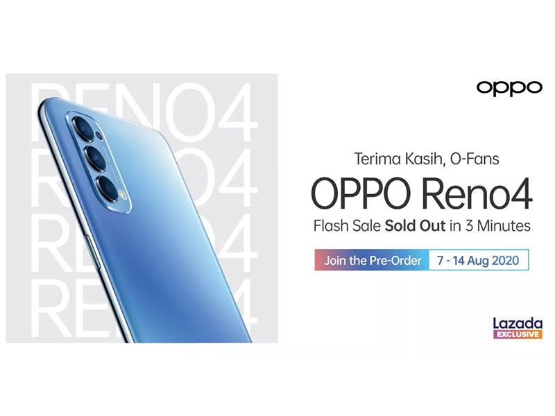 OPPO Reno4 ludes terjual 100 unit dalam kurun waktu 3 menit