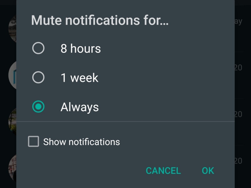 Kini pengguna bisa bungkam kontak & grup WhatsApp selamanya