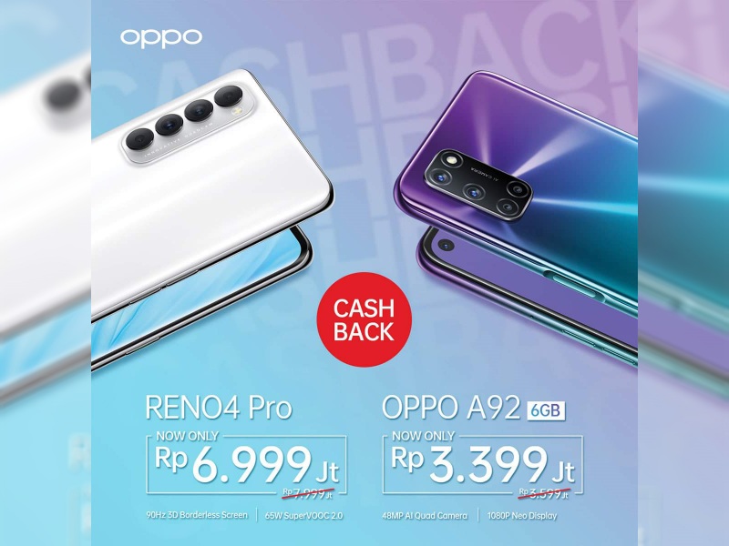 OPPO Reno4 Pro dan A92 6GB turun harga