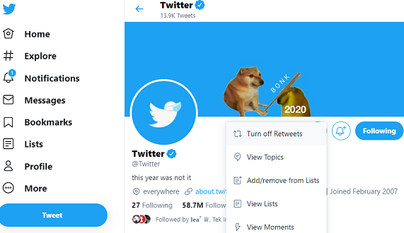 Pengguna Twitter kini dapat non-aktifkan Retweet