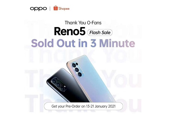OPPO Reno5 ludes dalam waktu 3 menit
