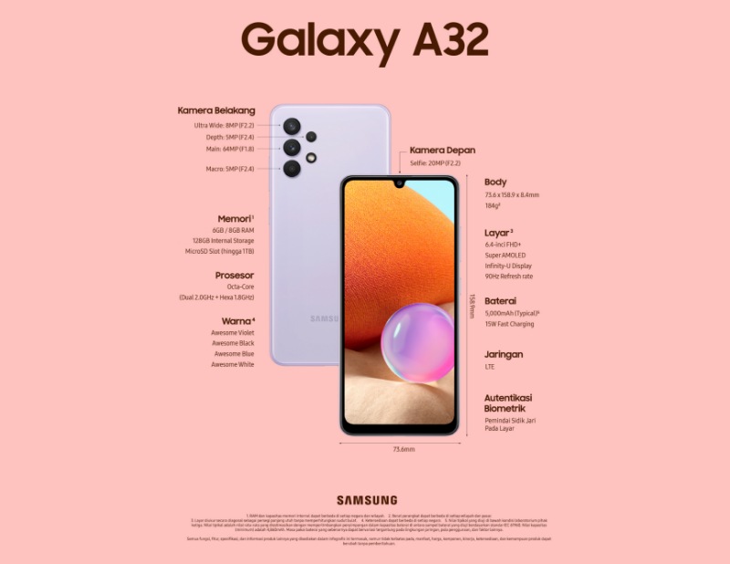 Samsung Galaxy A32 resmi di Indonesia dengan kamera 64MP