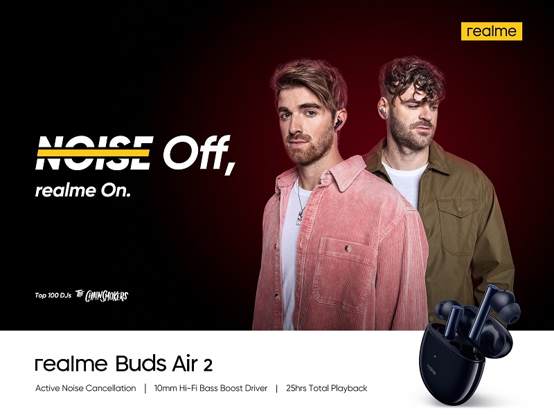 Gandeng The Chainsmokers, realme Buds Air 2 hadir dengan ANC