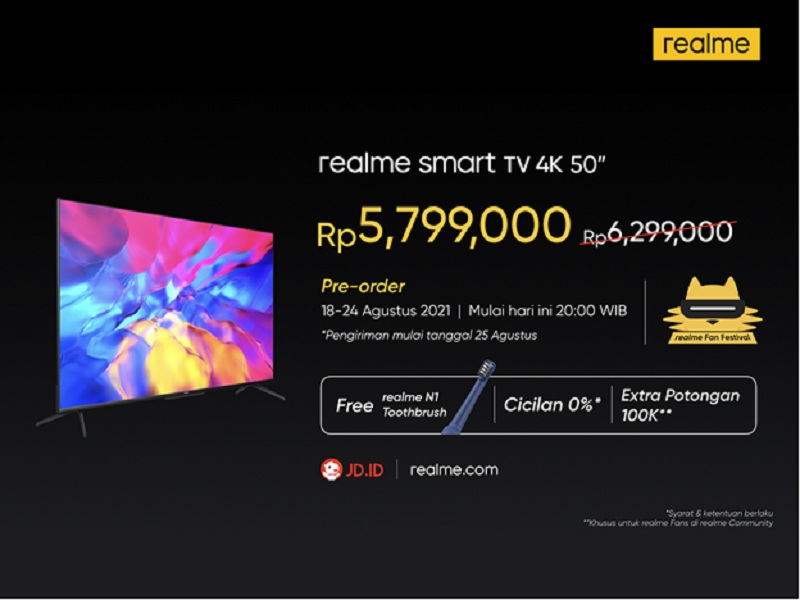 realme Smart TV 4K 50 sudah tersedia di Indonesia