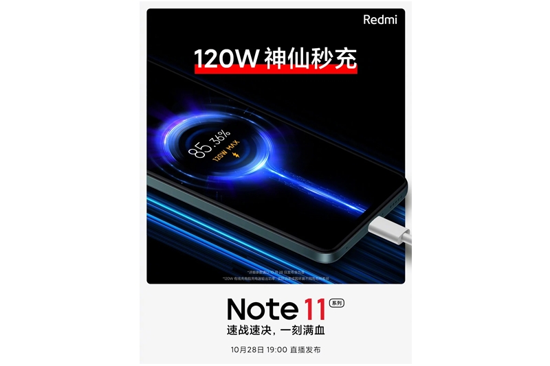 Redmi Note 11 dukung pengisian cepat 120W