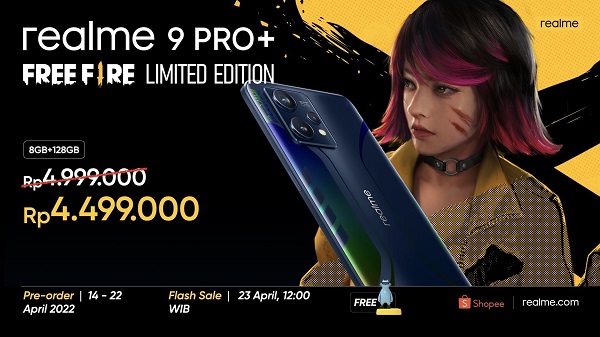 Tampilan & harga realme 9 Pro+ Free Fire Limited Edition