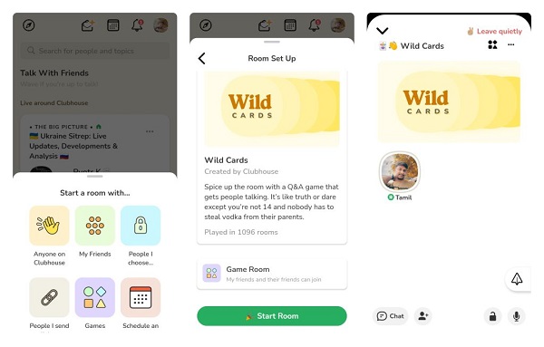 Pengguna kini bisa main gim di room Clubhouse