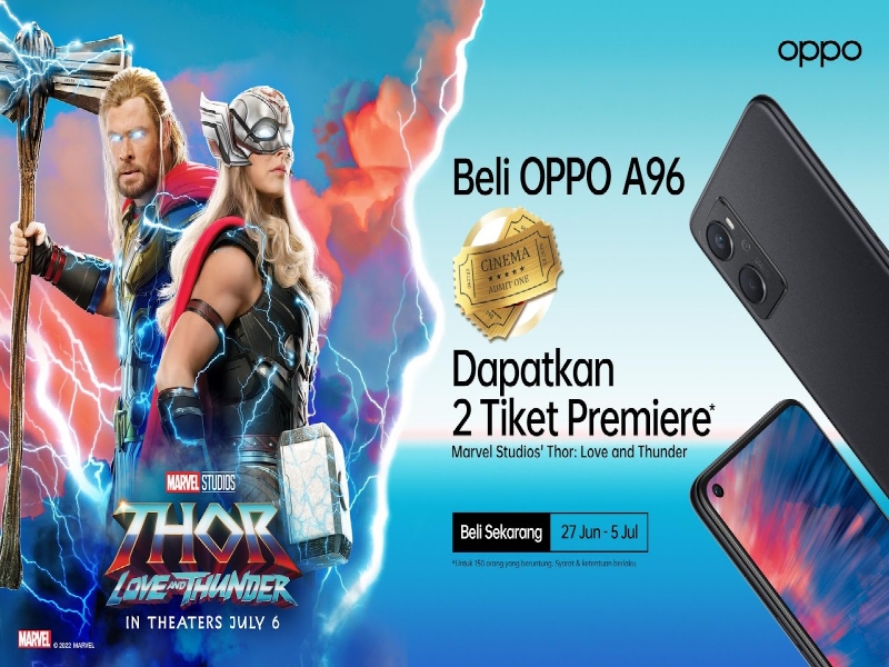 Beli OPPO A96, gratis tiket film Thor: Love and Thunder 