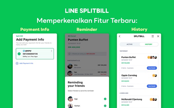 LINE Splitbill punya 3 fitur baru, bisa ingatkan teman untuk bayar tagihan