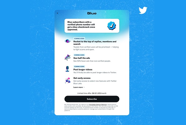 Twitter Blue akan tawarkan layanan bebas iklan