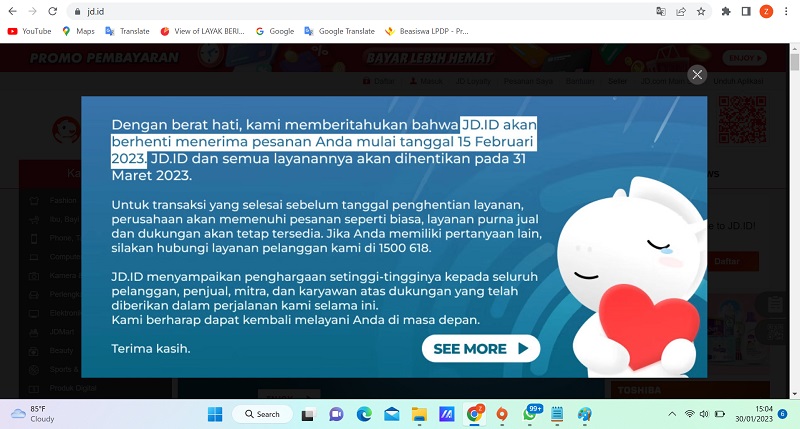 Per 31 Maret, JD.ID berhenti beroperasi
