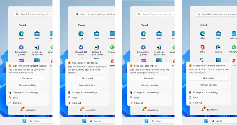 Microsoft uji iklan One Drive dan Microsoft 365 Windows 11