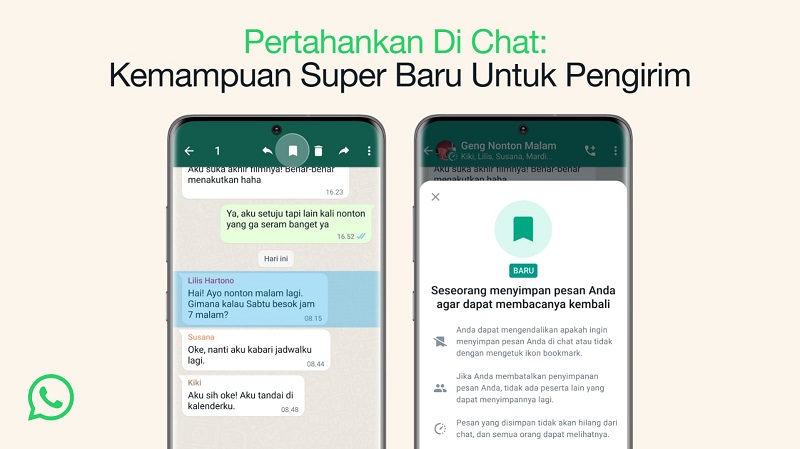 Pesan Disappearing Message di WA kini bisa disimpan