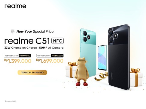 Realme C51 kini hadir dengan harga Rp1,3 jutaan 