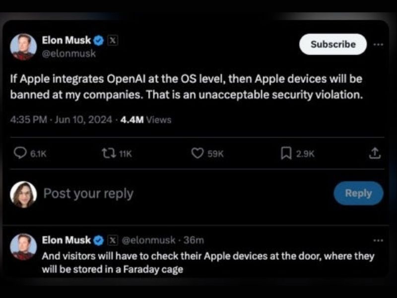 Elon Musk ancam larang produk Apple di perusahaannya