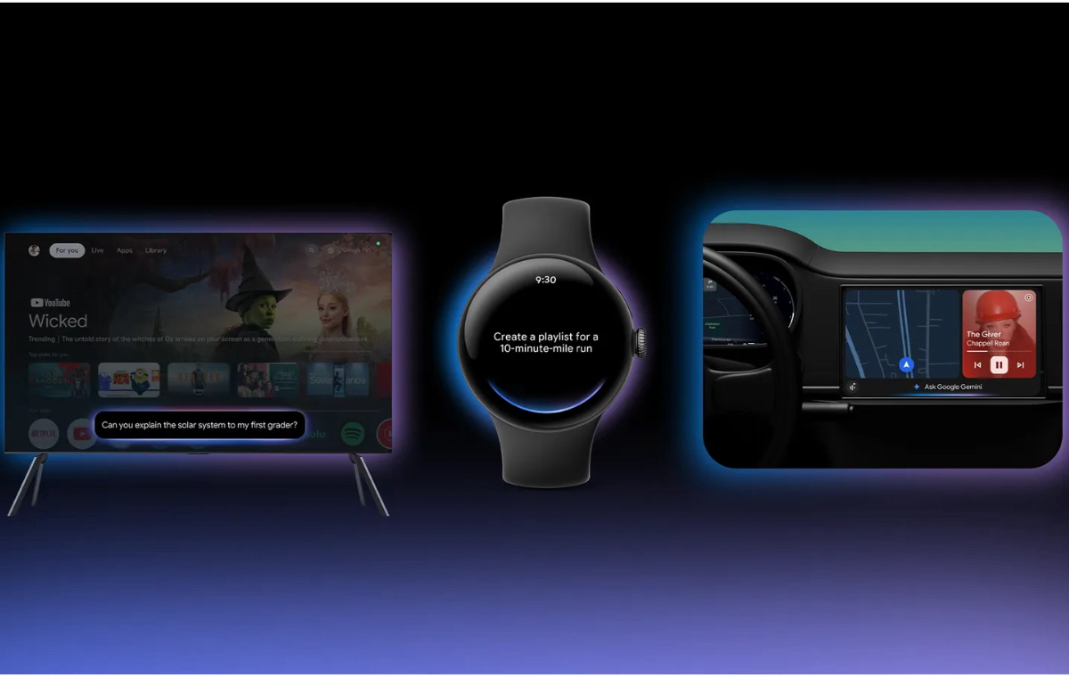 Gemini AI merambah ke wearable, mobil, & TV Android