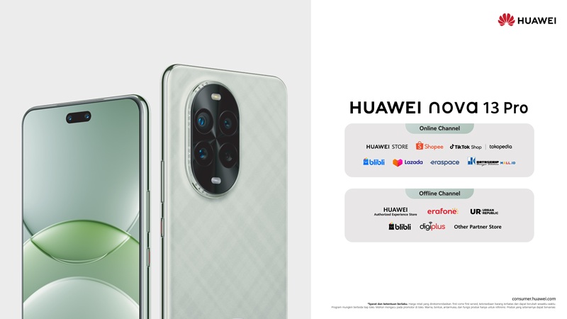 HUAWEI nova 13 Pro resmi dijual, punya dual selfie & kamera flagship