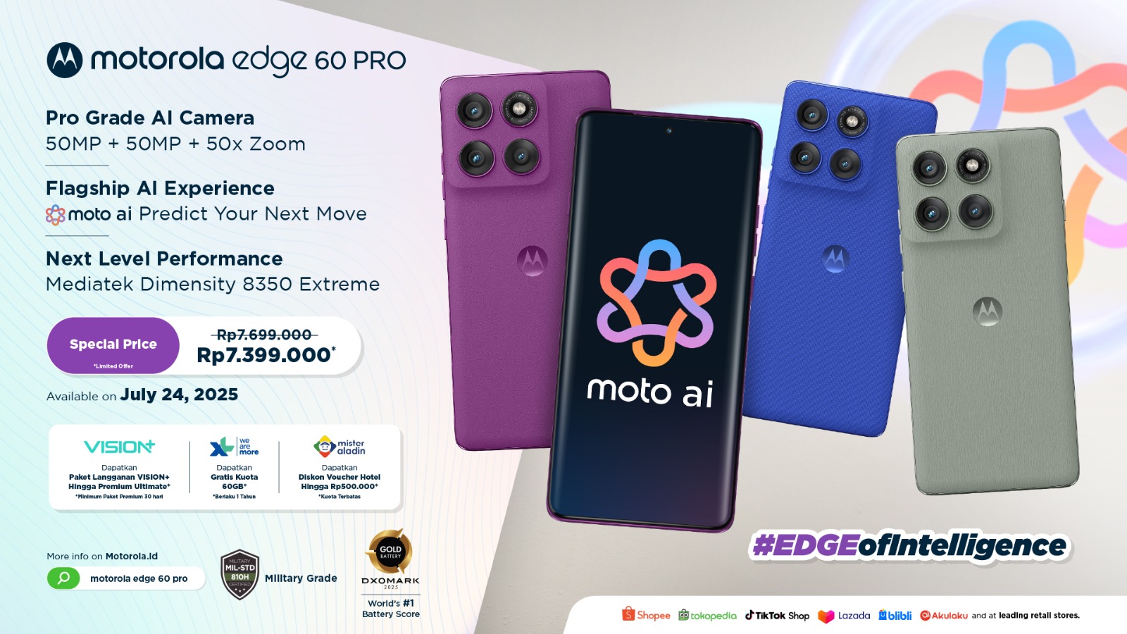 Motorola Edge 60 Pro rilis di Indonesia dengan layar dan kamera tajam