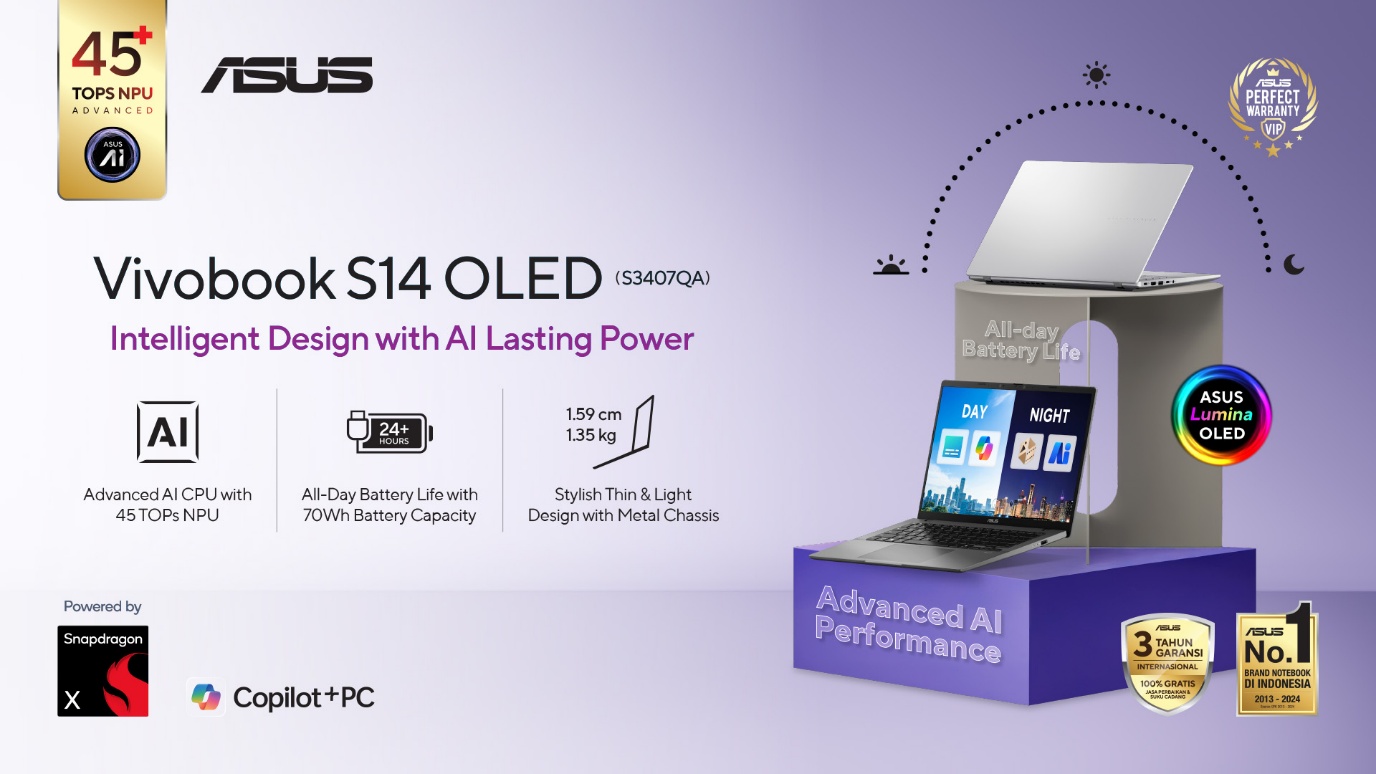 ASUS Vivobook S14 OLED: Laptop AI ringan dan layar sinematik