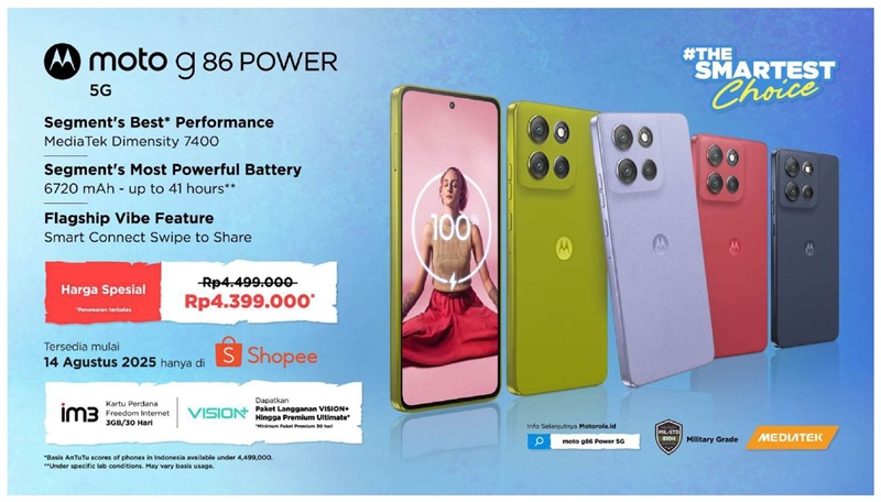 Moto g86 POWER 5G: Raja baterai & performa hadir di Indonesia