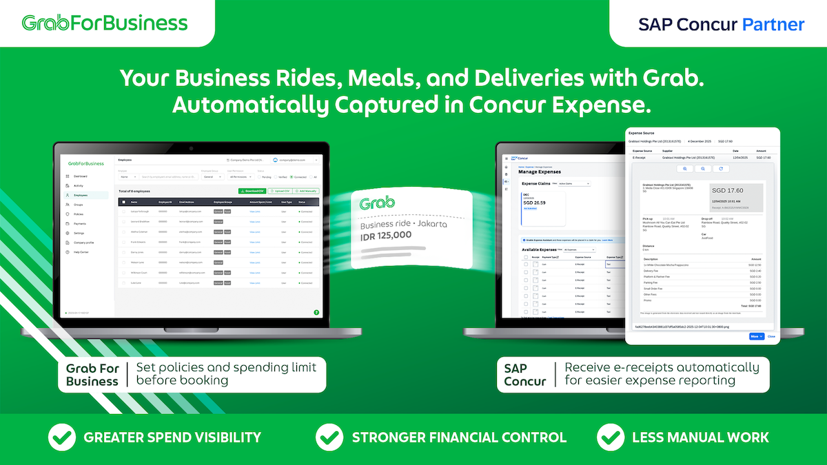 Grab Terintegrasi dengan Concur Expense, Klaim Perjalanan Dinas Bisa Tercatat Otomatis